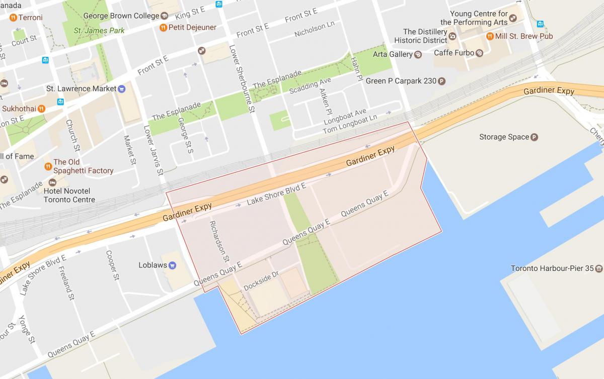 Mapa del Este de la Bahía barrio de Toronto