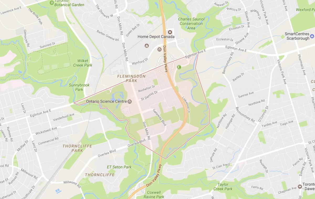 Mapa de Flemingdon Parque de barrio de Toronto