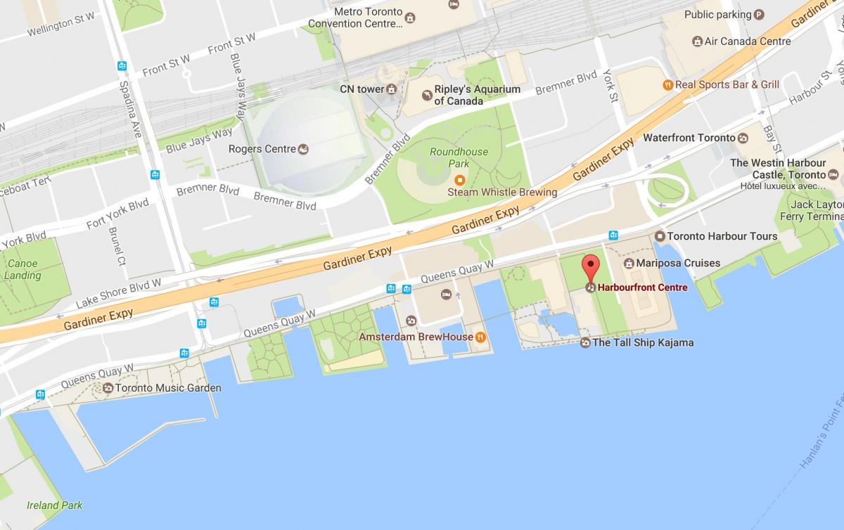 Mapa de Harbourfront barrio de Toronto