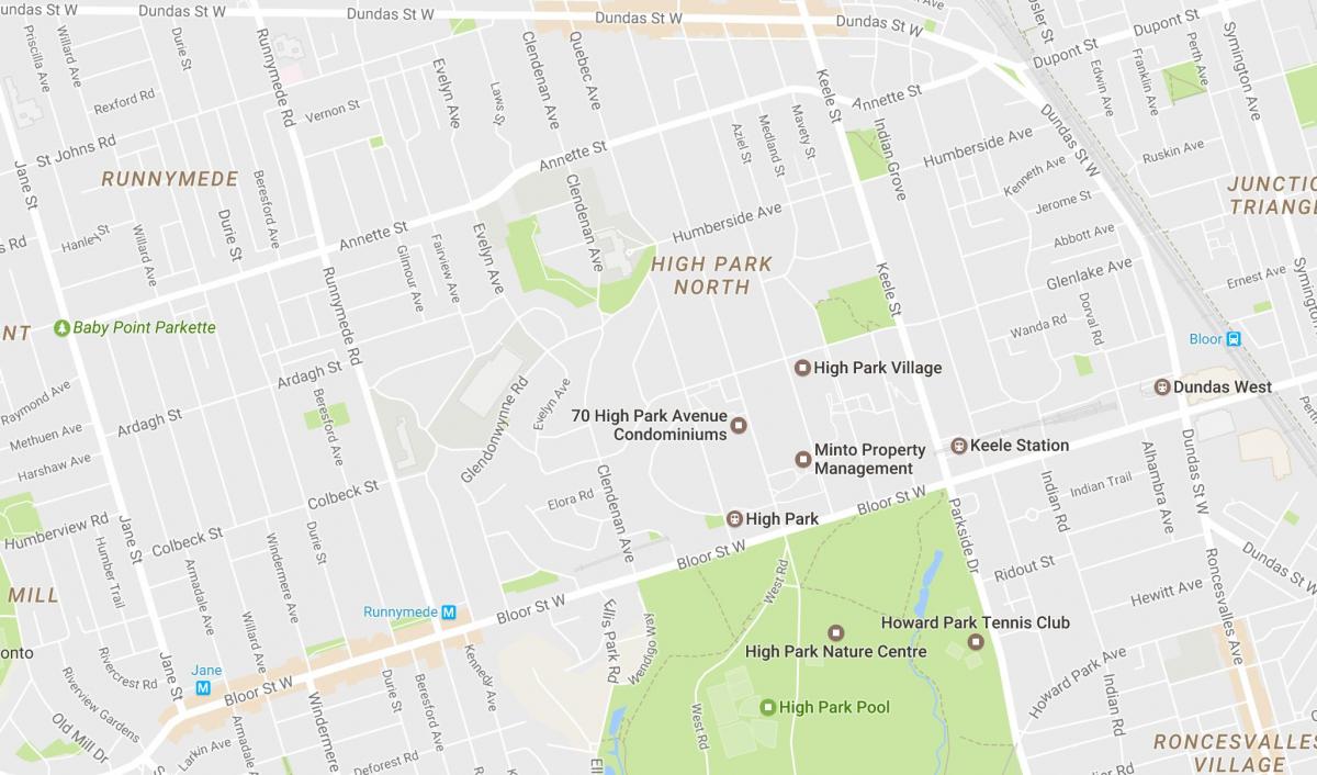 Mapa de High Park, barrio de Toronto