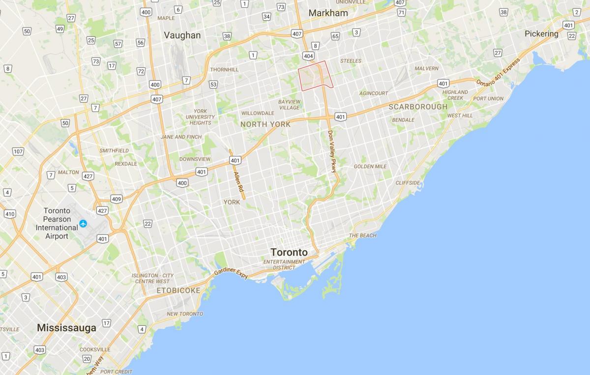 Mapa de Hillcrest Aldea del distrito de Toronto