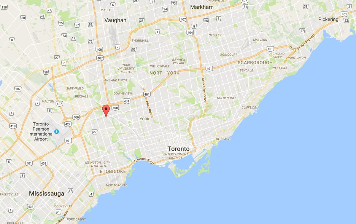 Mapa de Humber Alturas – Westmount distrito de Toronto