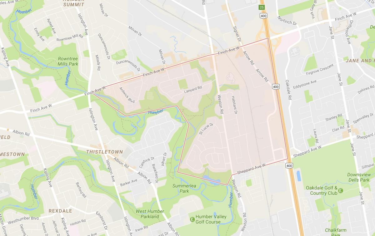 Mapa de Humbermede barrio de Toronto