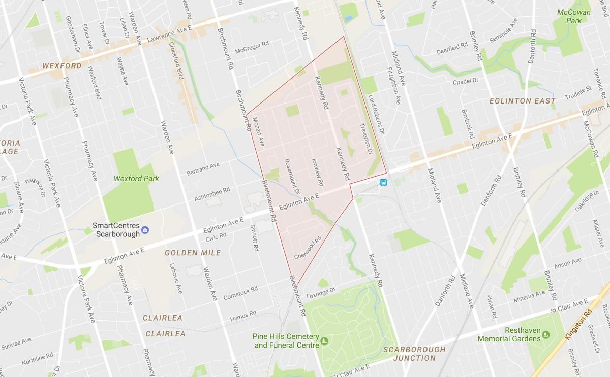 Mapa de Ionview barrio de Toronto