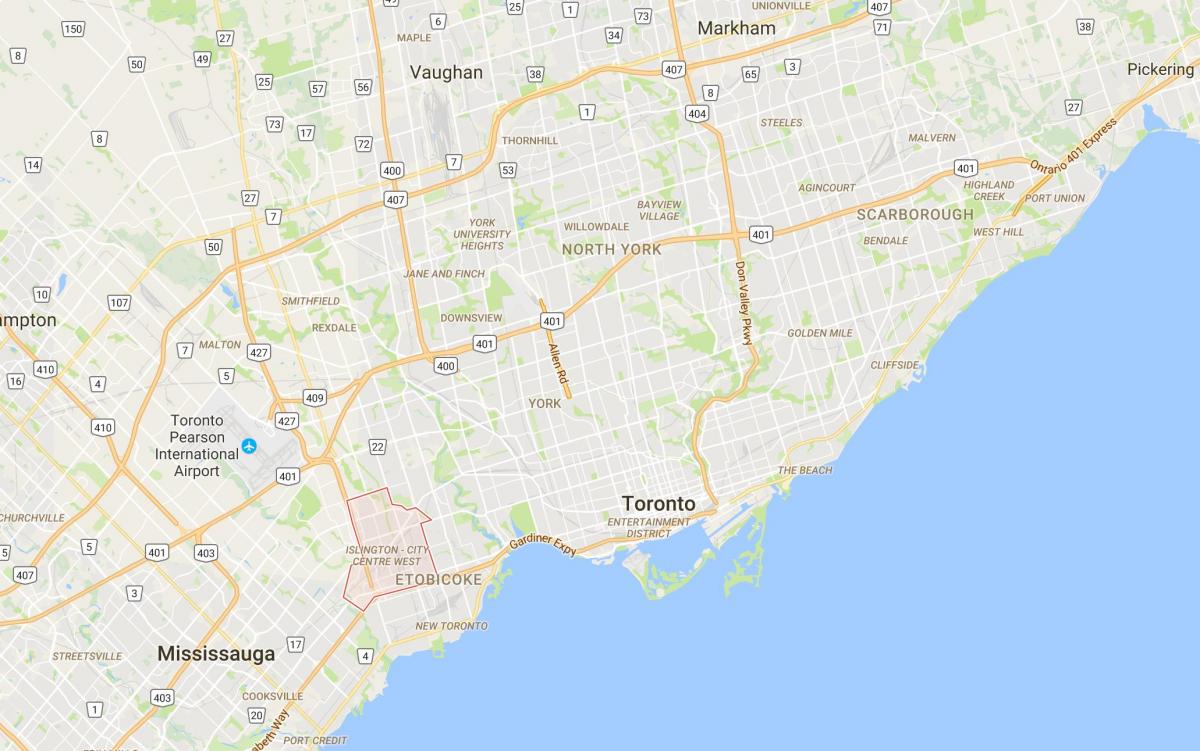 Mapa de Islington-Centro de la Ciudad del distrito Oeste de Toronto