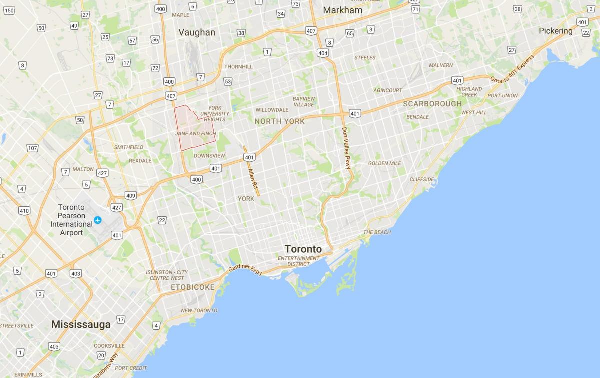 Mapa de Jane y Finch distrito de Toronto