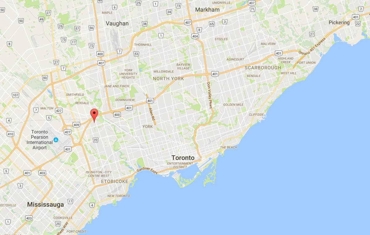 Mapa de Kingsview Aldea del distrito de Toronto