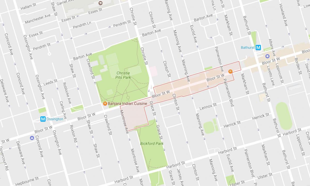 Mapa de Koreatown barrio de Toronto