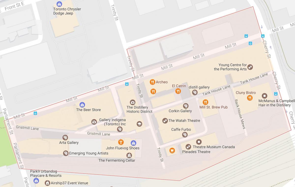 Mapa de la Destilería de barrio de Toronto