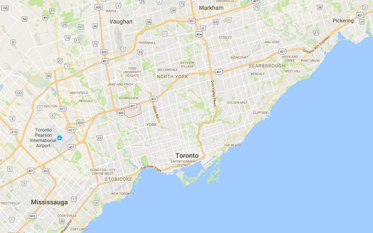 Mapa de Hoja de Arce del distrito de Toronto