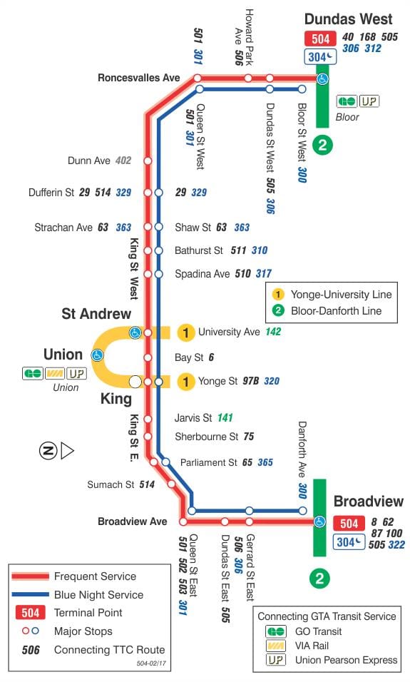 Mapa de la línea de tranvía 504 Rey