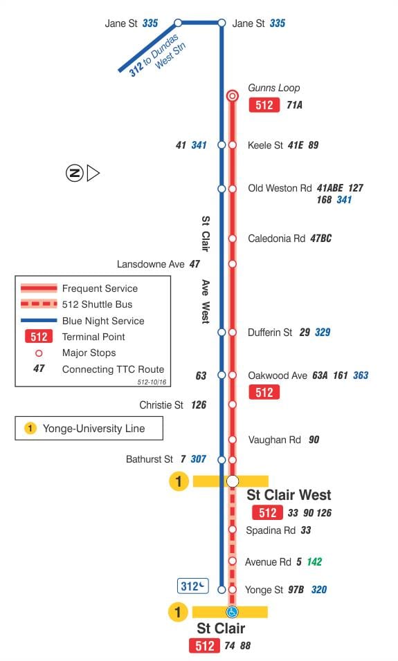 Mapa de la línea de tranvía 512 de santa Clara
