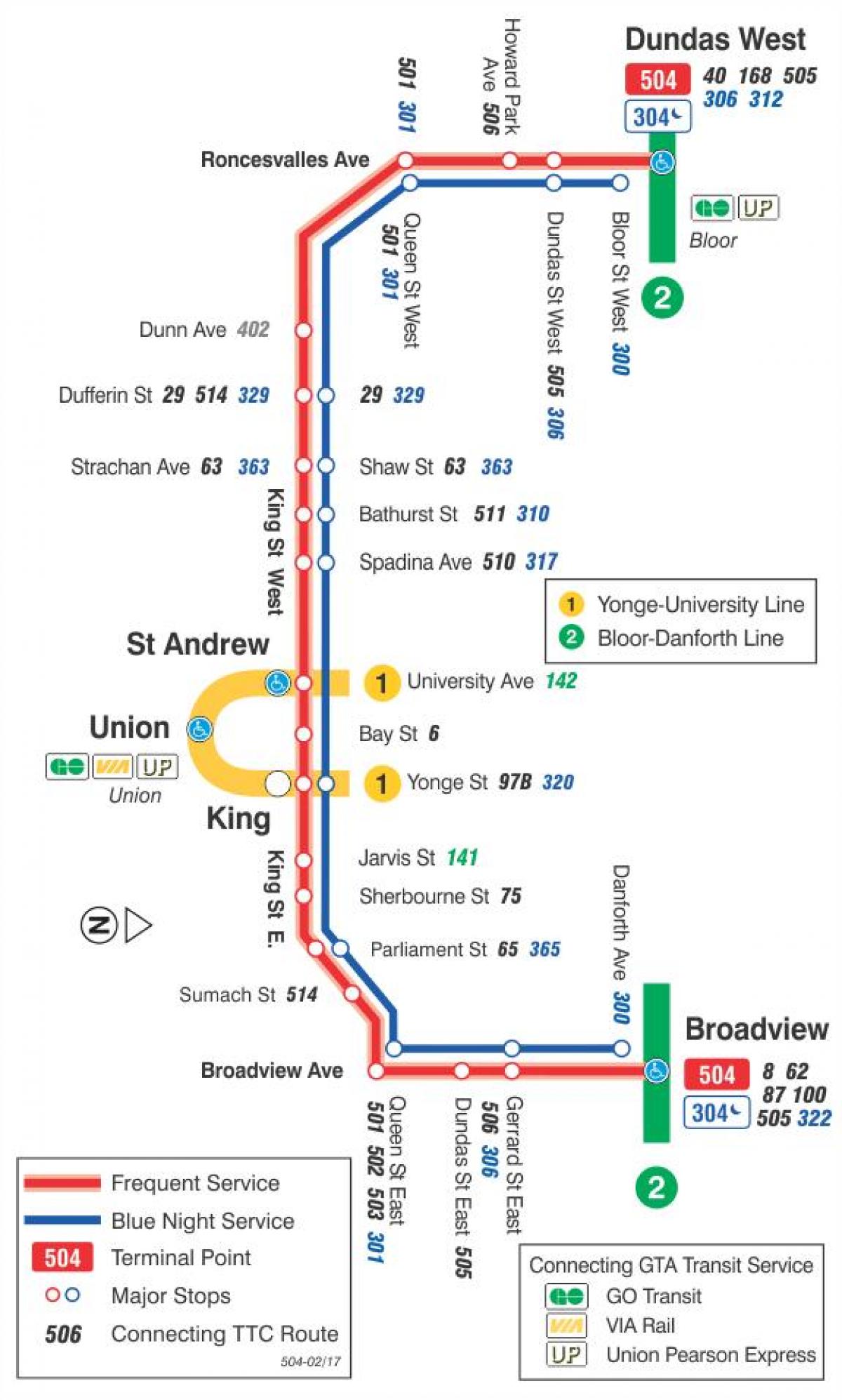 Mapa de la línea de tranvía 504 Rey