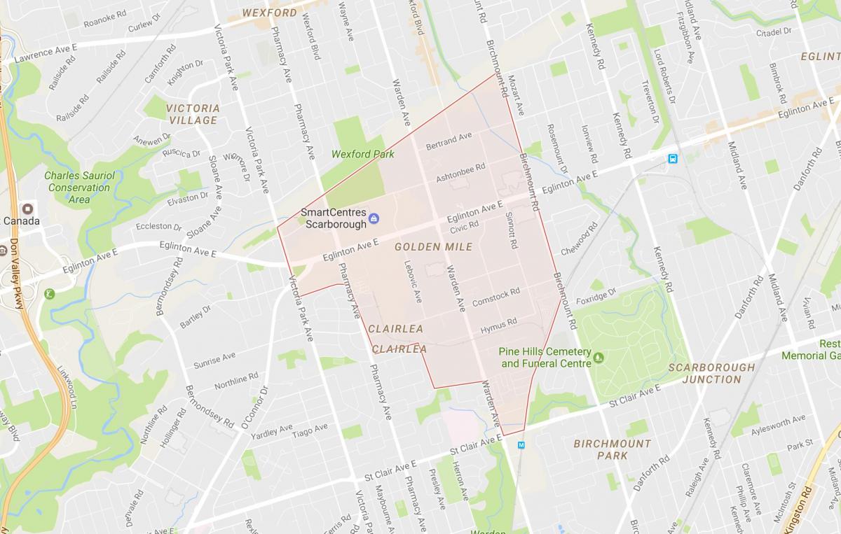 Mapa de la Milla de Oro de barrio de Toronto