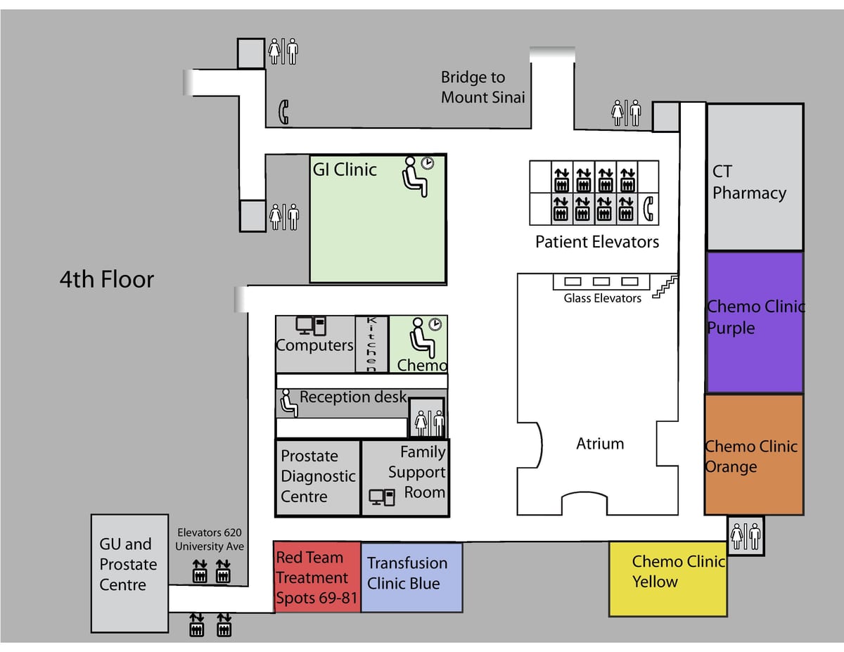 Mapa de la Princesa Margaret Cancer Centre de Toronto, 4to piso