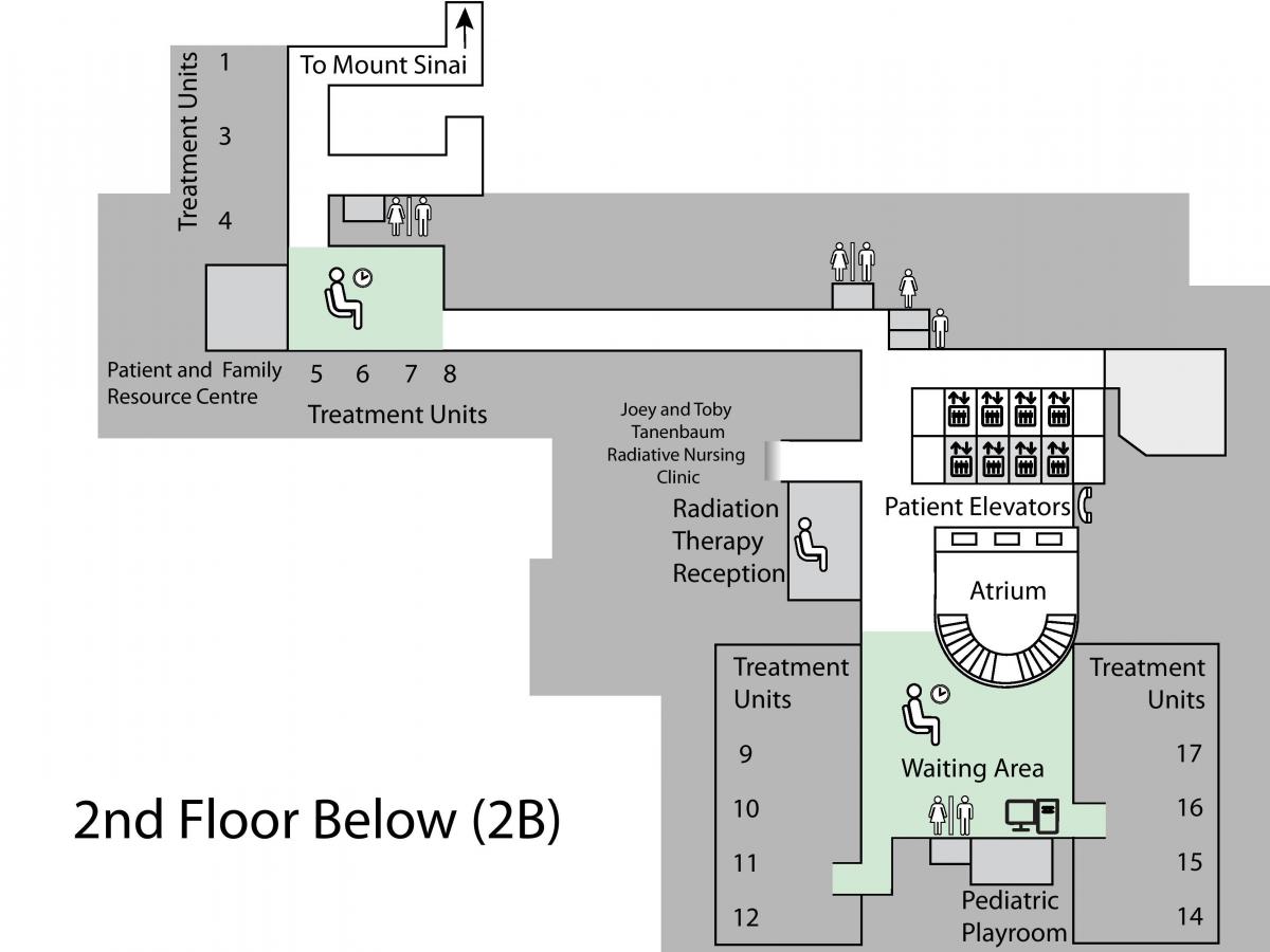 Mapa de la Princesa Margaret Cancer Centre de Toronto 2º piso de Abajo (B2)