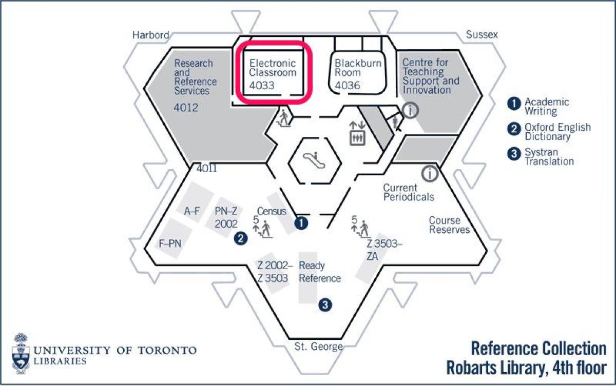 Mapa de la universidad de Toronto de La biblioteca de aula electrónica