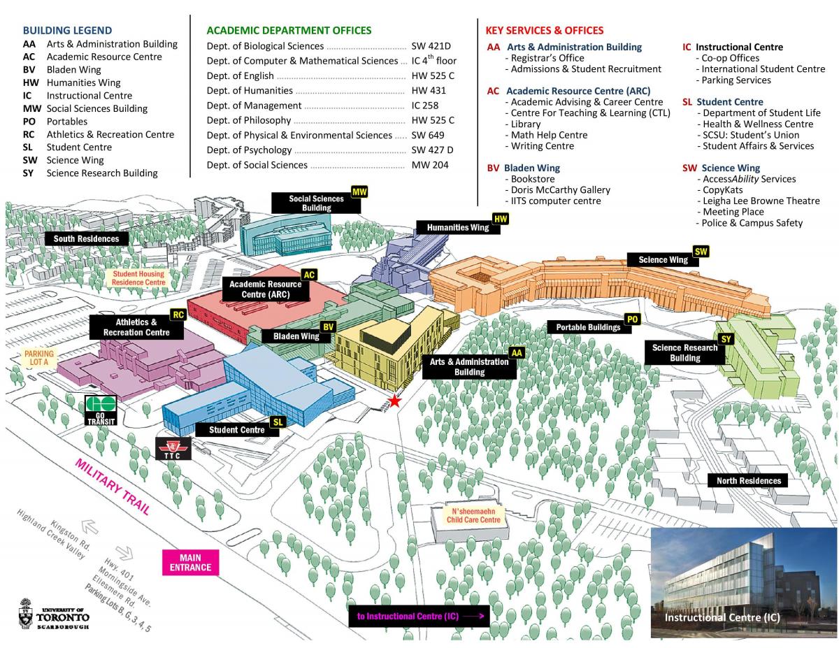 Mapa de la universidad de Toronto Scarborough campus