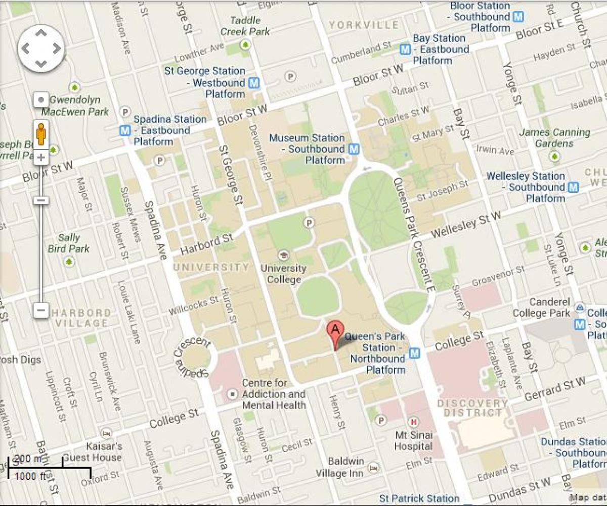 Mapa de la universidad de Toronto St George