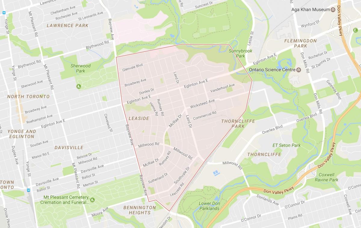Mapa de Leaside barrio de Toronto