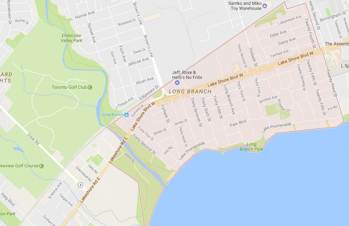 Mapa de Long Branch barrio de Toronto