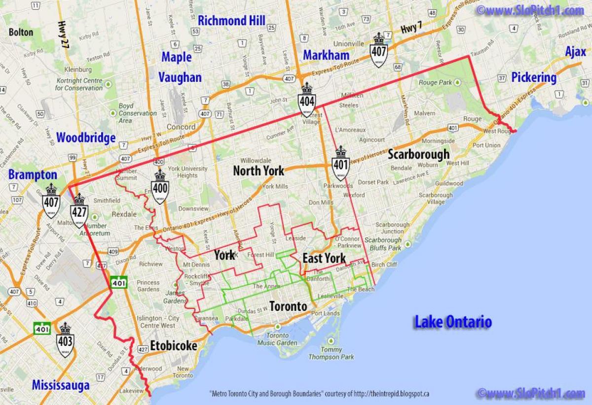 Mapa de municipios de Toronto