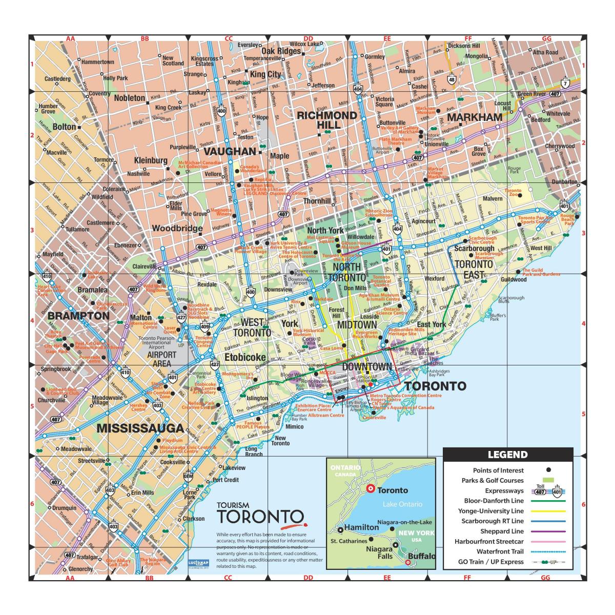 Mapa de la mayor área de Toronto