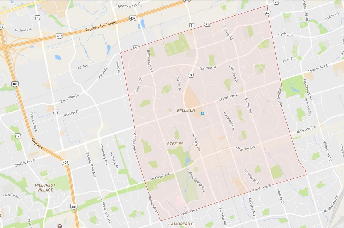 Mapa de Milliken barrio de Toronto