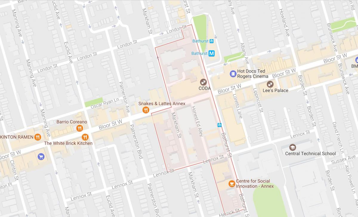 Mapa de Mirvish Pueblo barrio de Toronto