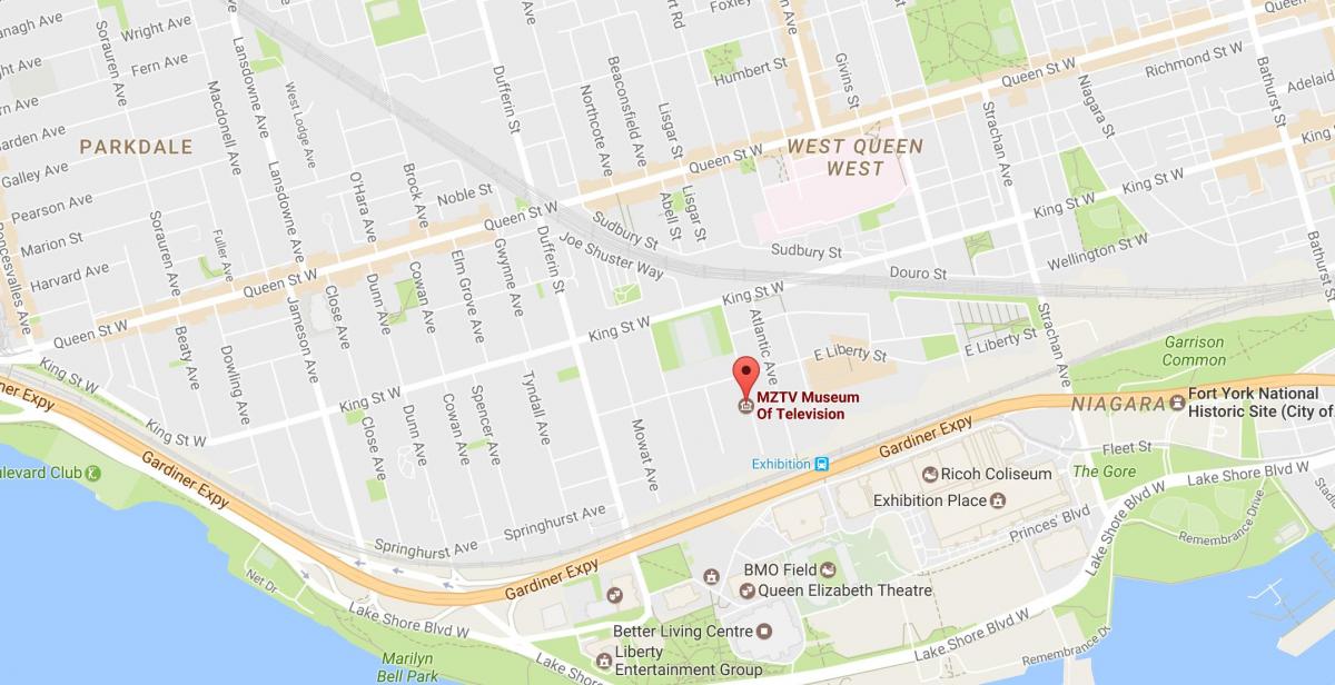 Mapa de MZTV museo de la televisión de Toronto
