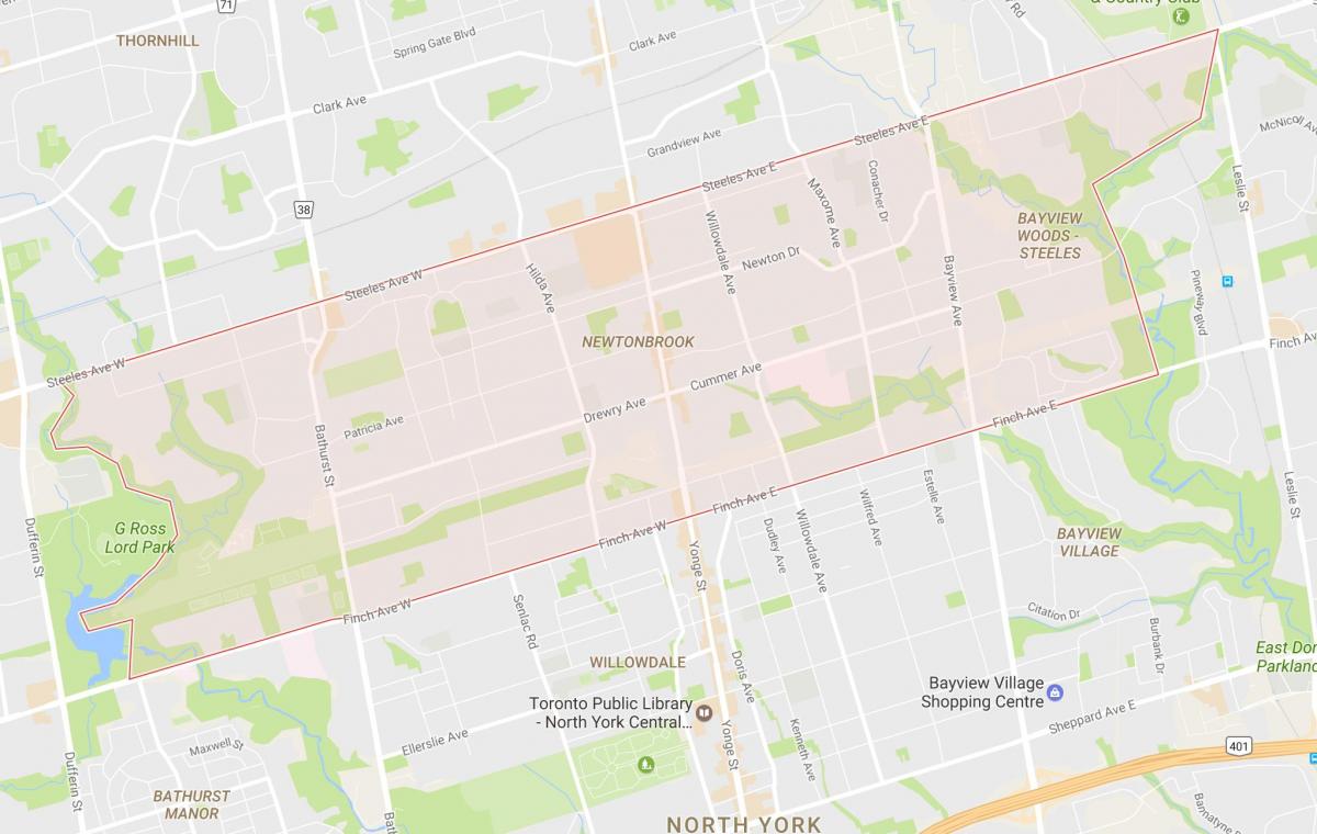 Mapa de Newtonbrook barrio de Toronto