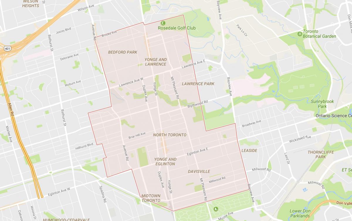 Mapa de barrio Norte de Toronto