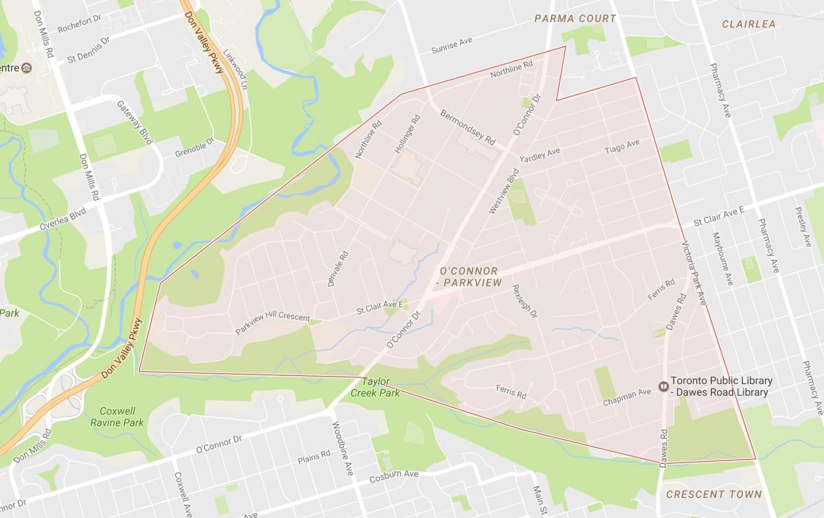 Mapa de O'Connor–Parkview barrio de Toronto