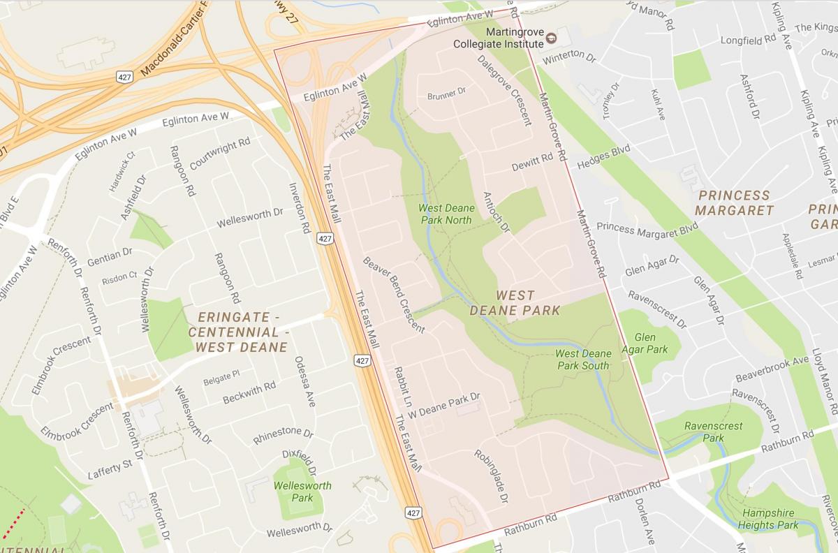 Mapa de West Deane Parque de barrio de Toronto