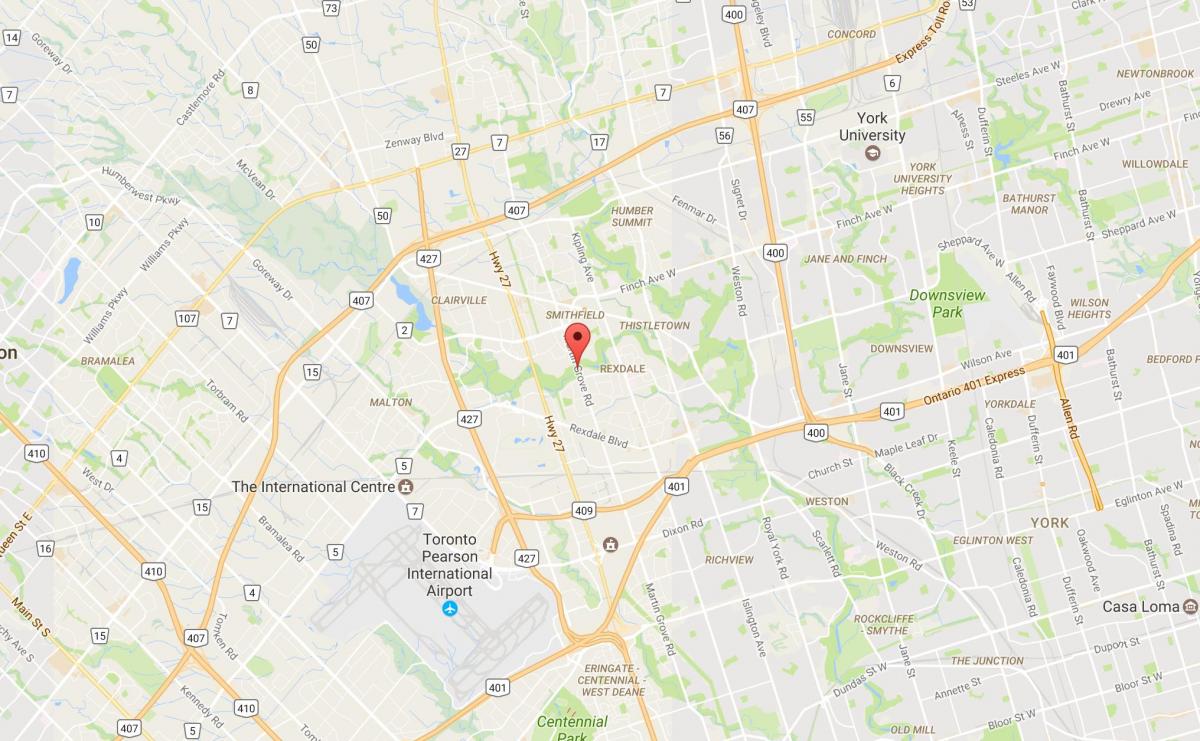 Mapa de West Humber-Clairville barrio de Toronto