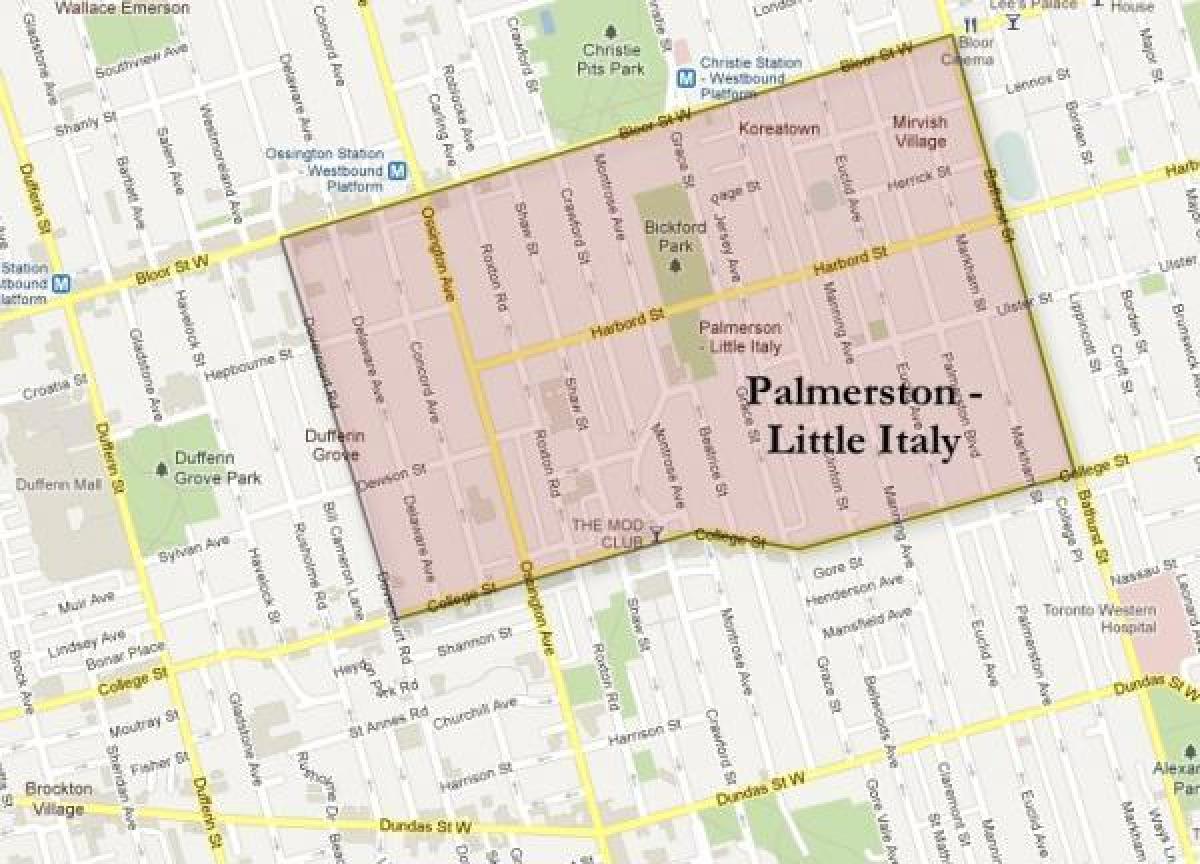 Mapa de Palmerston, la pequeña Italia de Toronto
