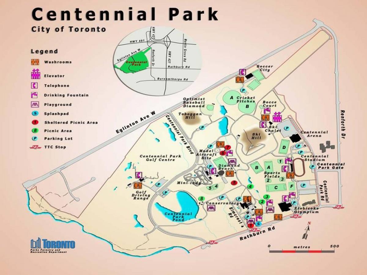 Mapa del Parque del Centenario de efecto Invernadero Toronto