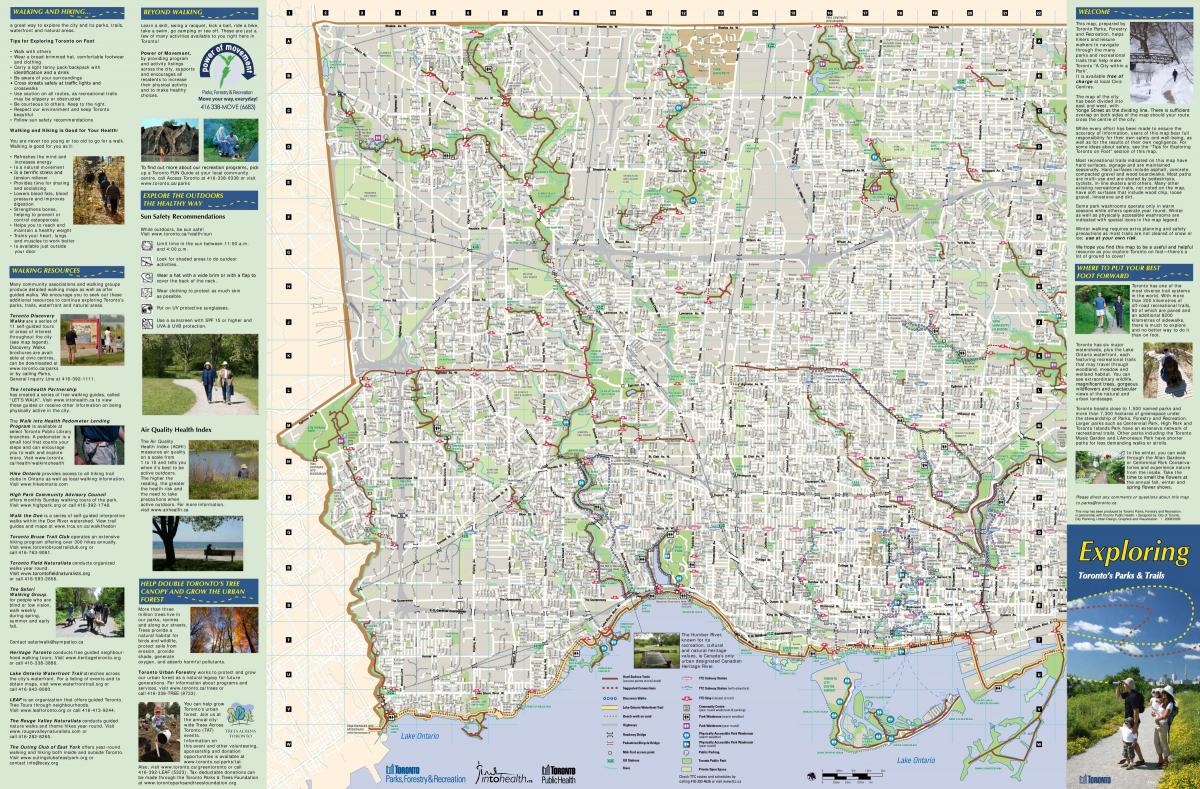 Mapa de parques y senderos para caminar al Oeste de Toronto