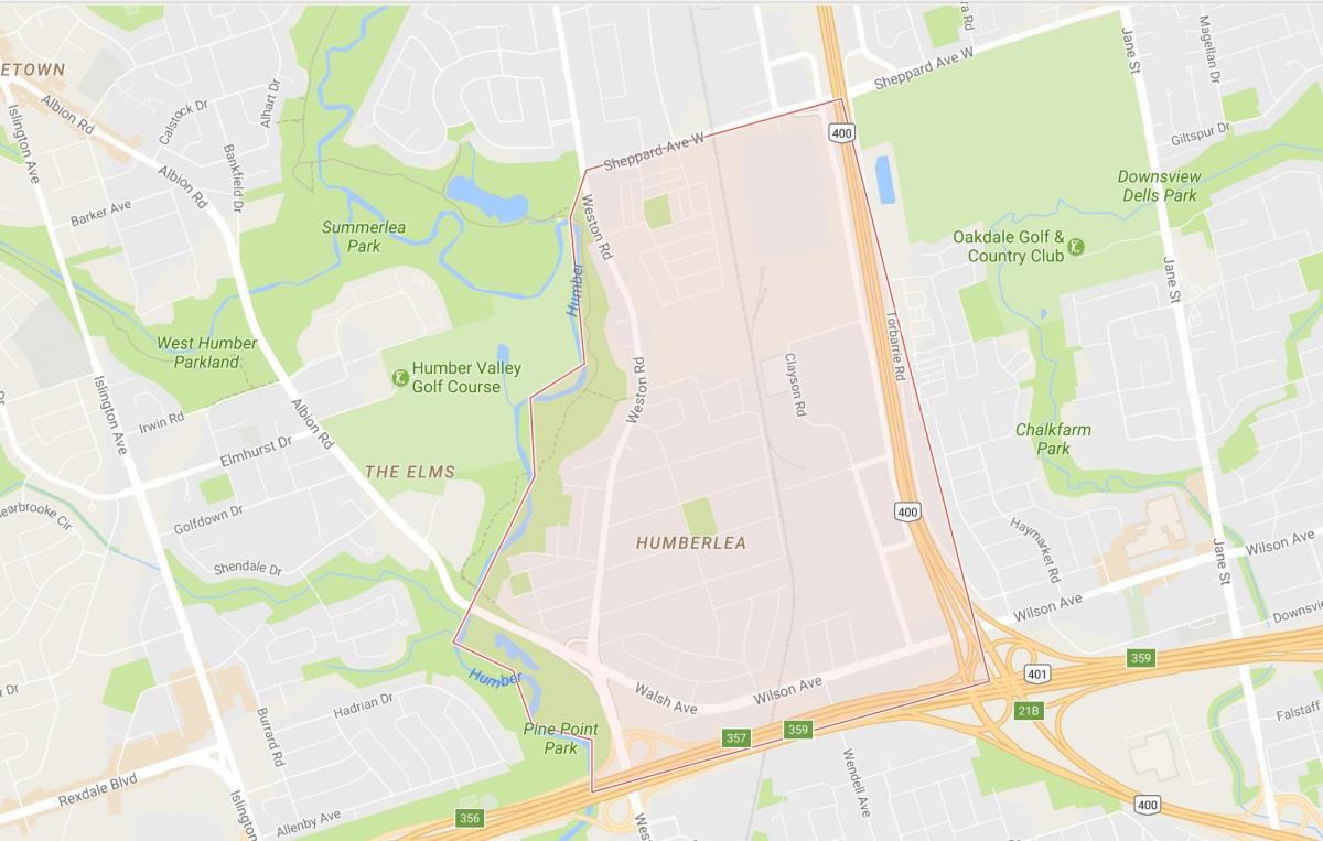 Mapa de Pelmo Parque – Humberlea barrio de Toronto