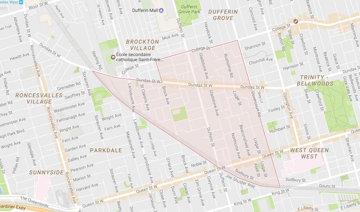 Mapa de Little Portugal barrio de Toronto