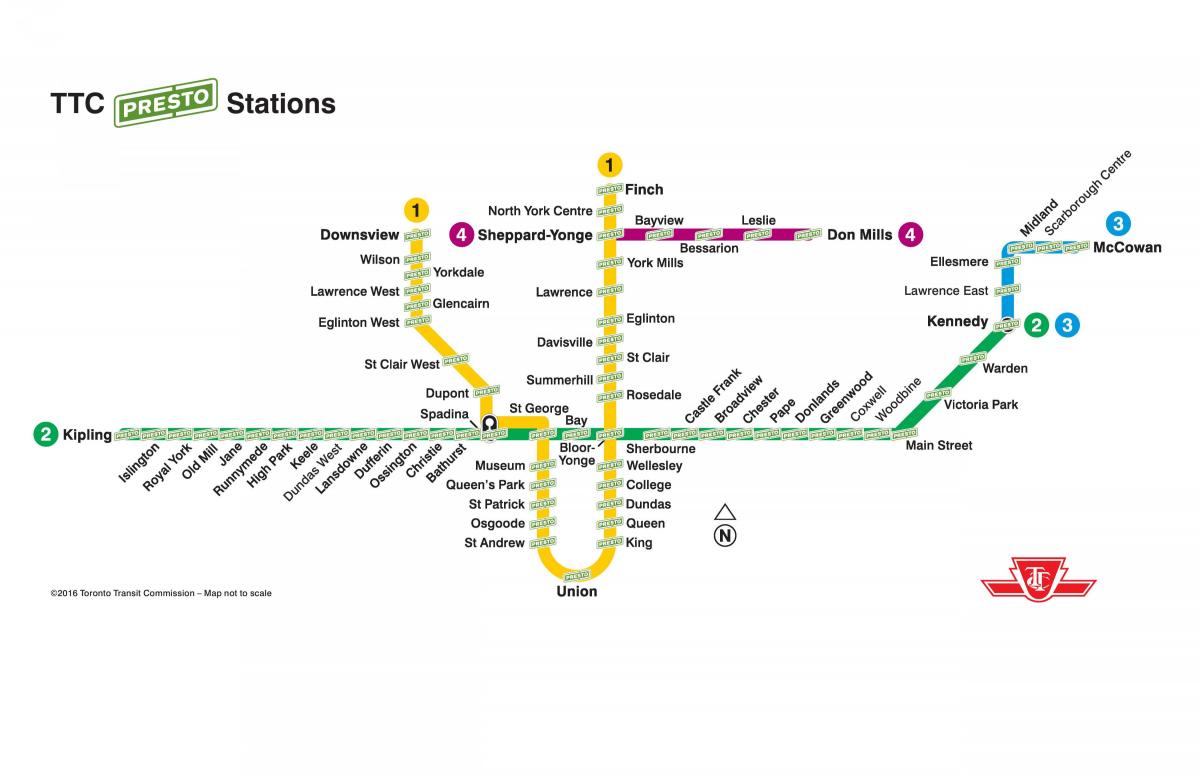 Mapa de presto estaciones de TTC