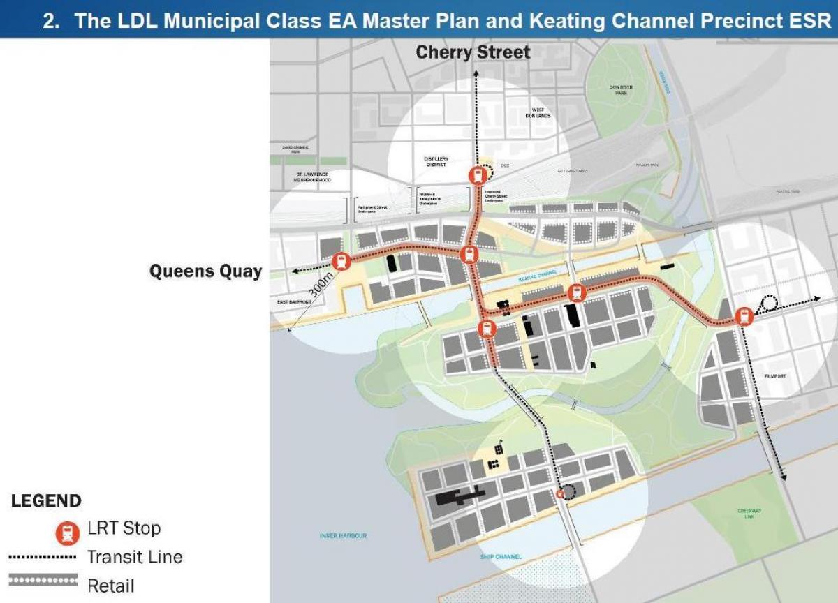 Mapa de Projets Oriental de la Ribera Este de la Bahía de Toronto