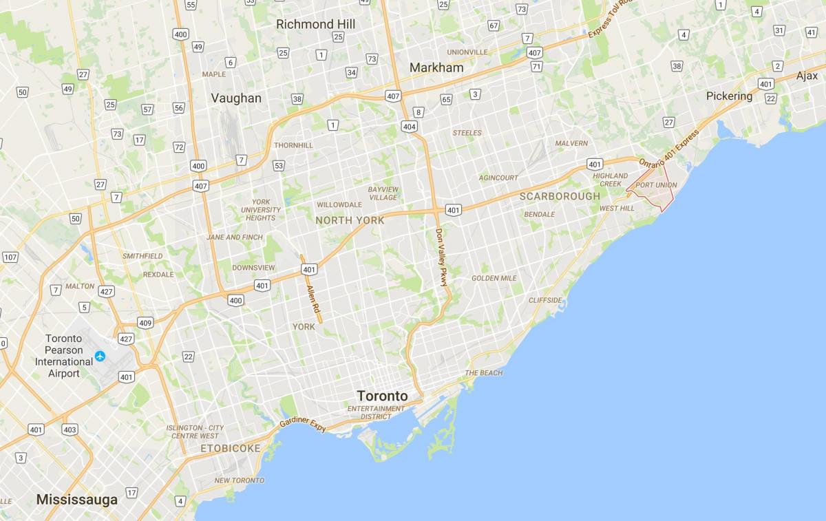 Mapa de Puerto de la Unión del distrito de Toronto