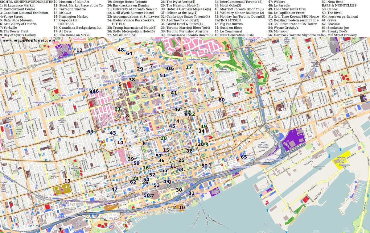 Mapa de puntos de interés de Toronto
