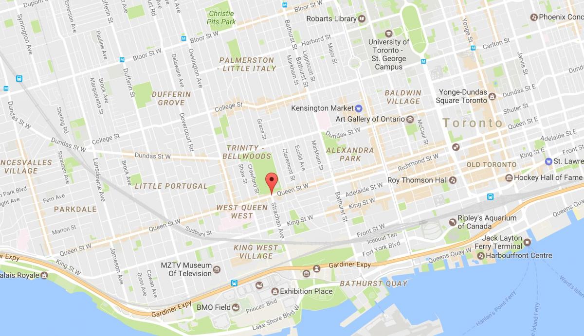 Mapa de Calle de la Reina barrio Oeste de Toronto