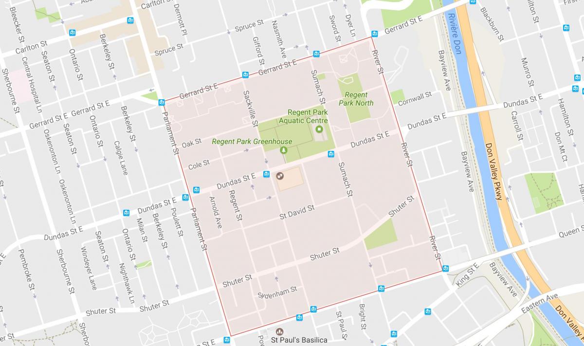 Mapa de Regent Park barrio de Toronto