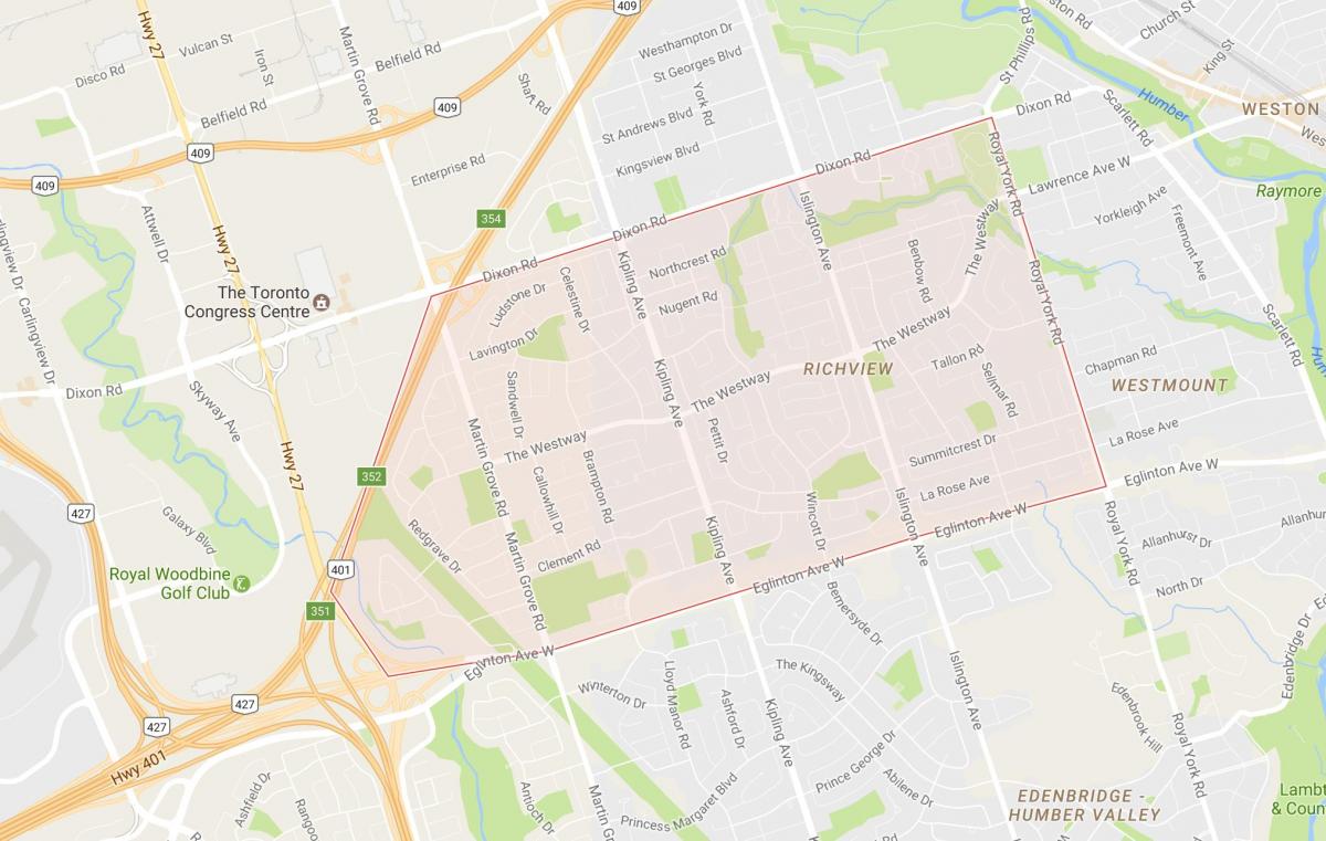 Mapa de Richview barrio de Toronto