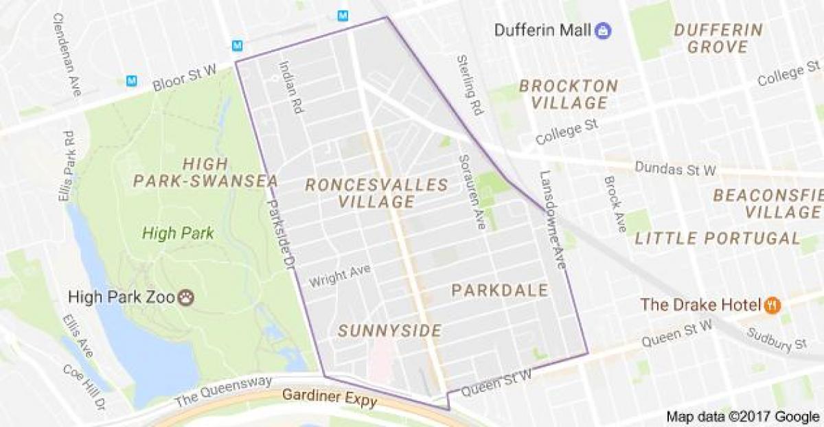 Mapa de Roncesvalles pueblo de Toronto
