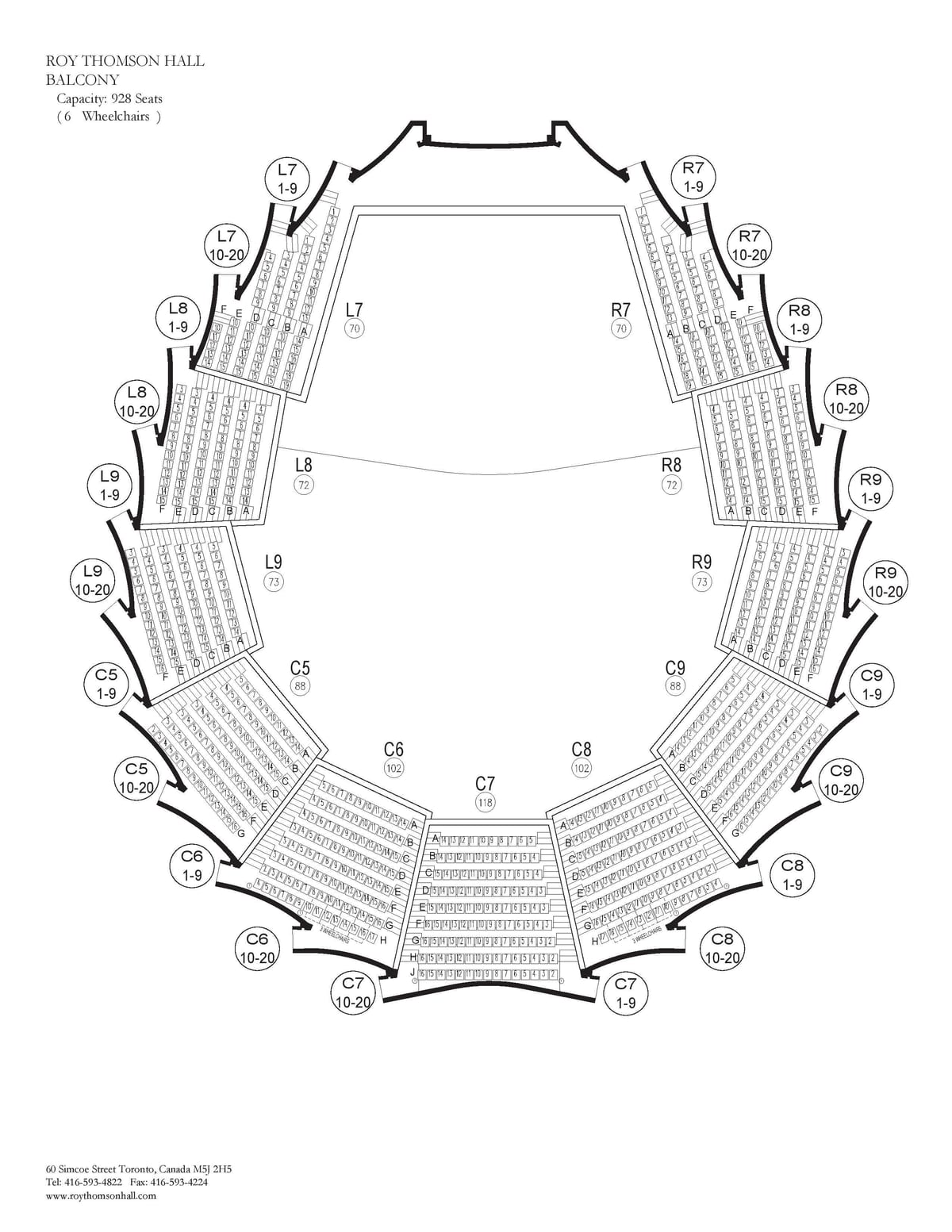 Mapa de Roy Thomson Hall, balcón Toronto