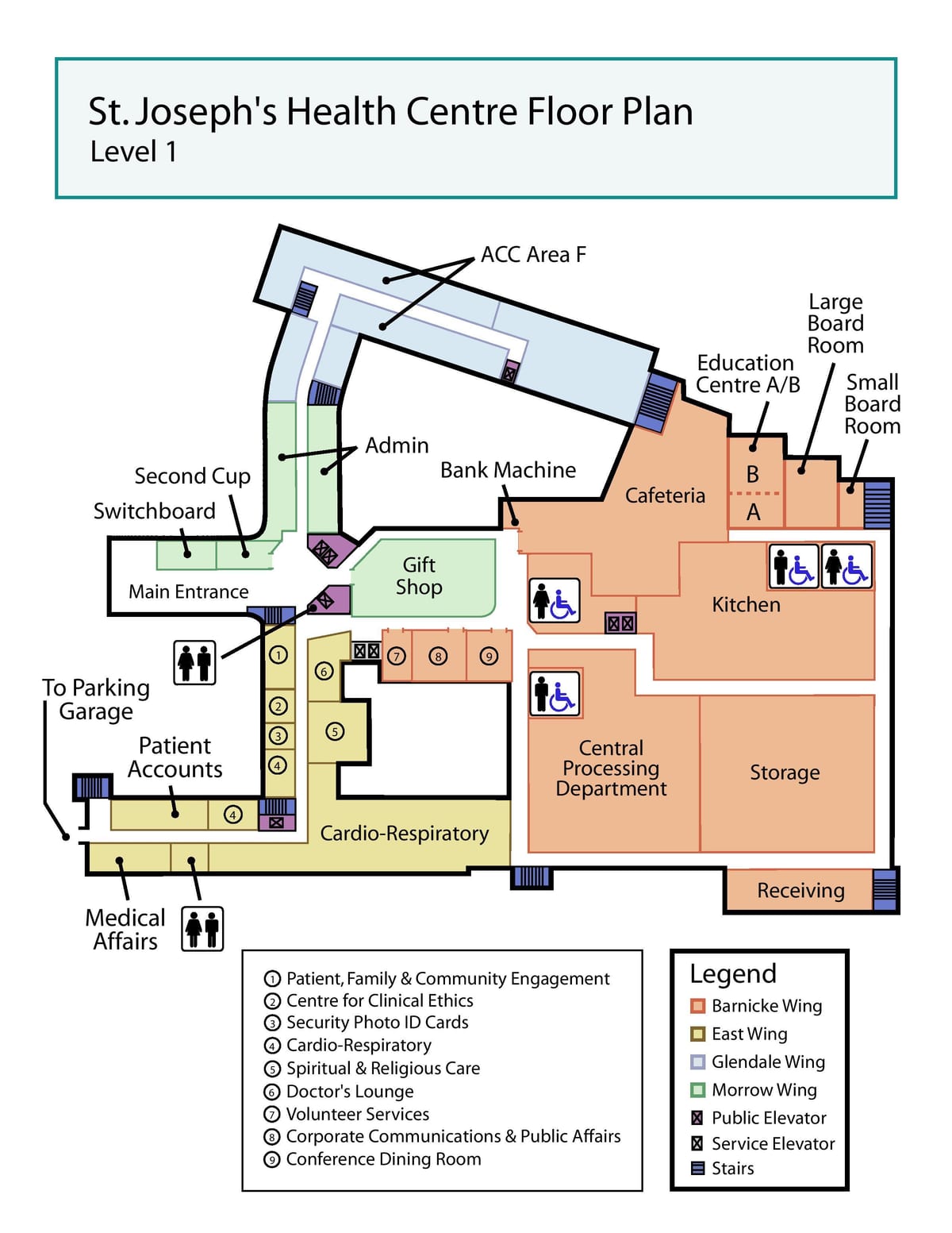 Mapa de San José del centro de Salud de Toronto nivel 1
